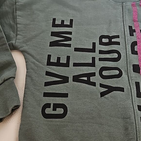 Spark Girl's Asymmetric Hem Long Sleeves Sweater Green/ Pink Size 8 - Picture 13 of 16